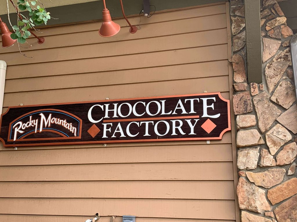 Rocky Mountain Chocolate Factory Sign, Estes Park, CO
