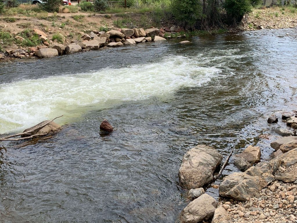Estes Park, CO with Rocky Mountains in the background