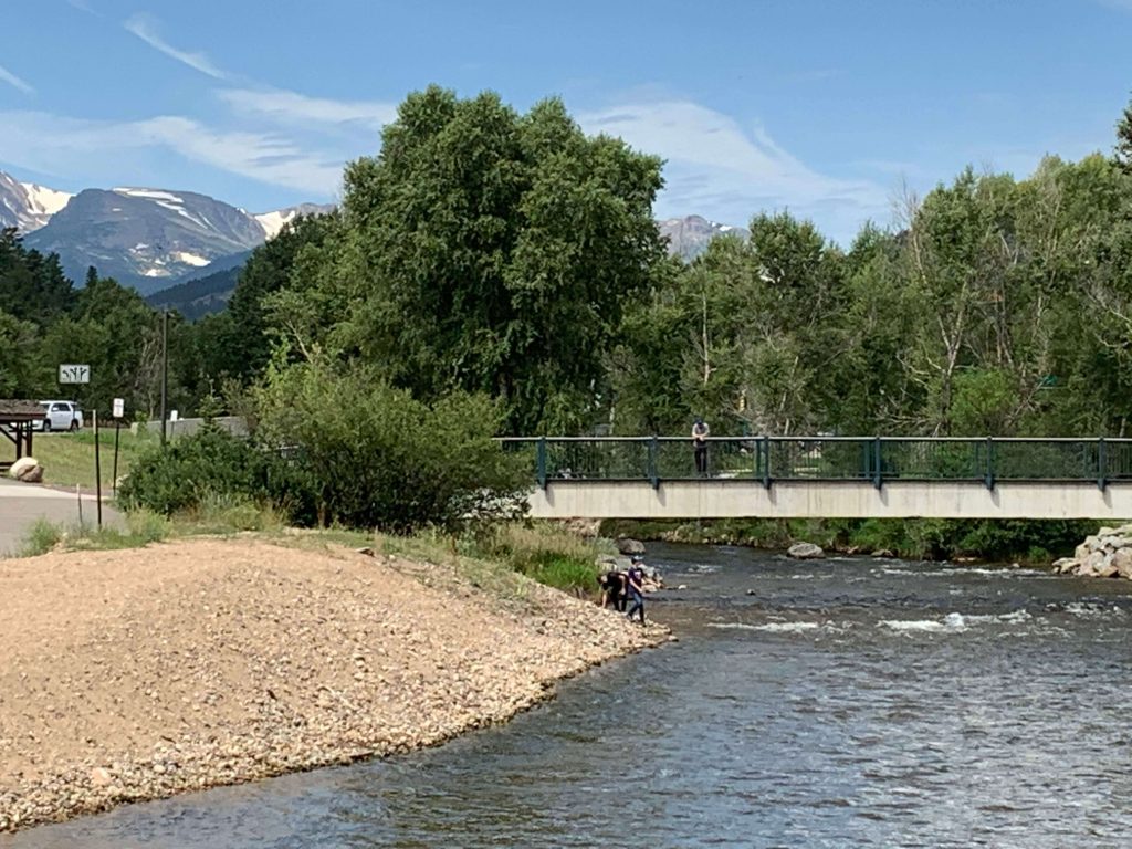 Estes Park, CO with Rocky Mountains in the background